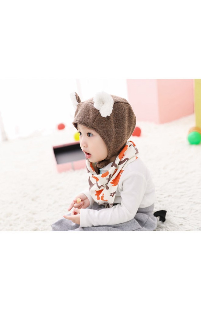 หมวกผูกคางแต่งหูเล็กผ้าขนฟูน่ารัก