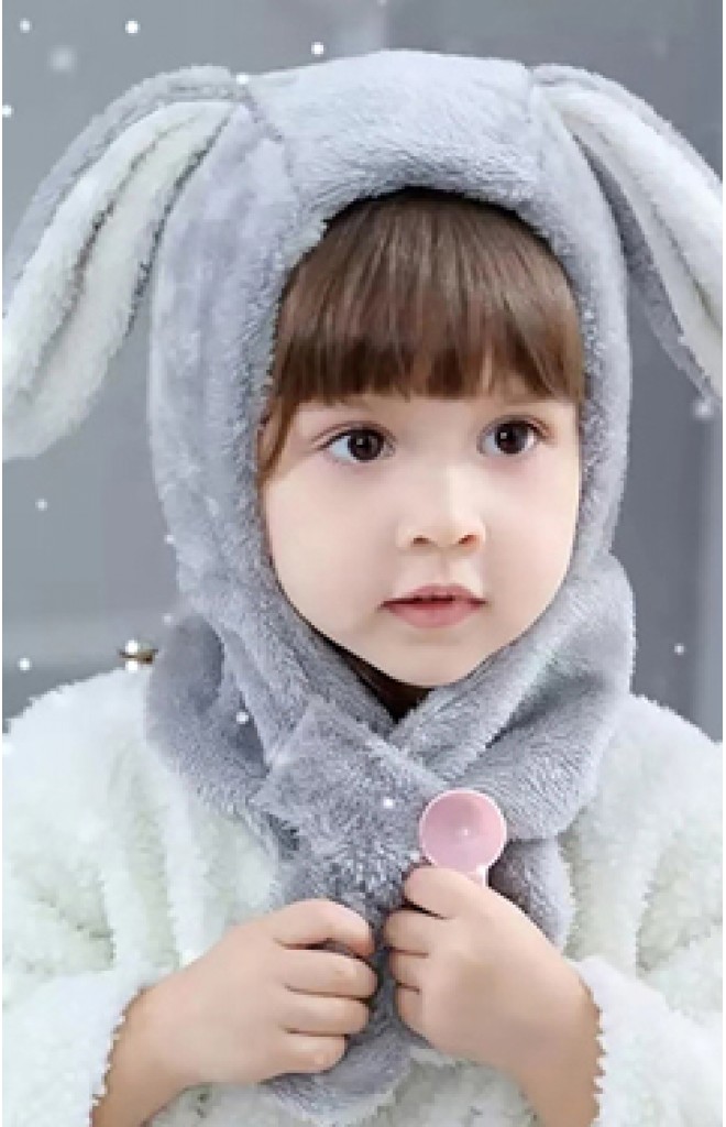 หมวกกระต่ายหูยาวพร้อมผ้าพันคอในตัว หมวกกระต่ายหูยาวพร้อมผ้าพันคอในตัว