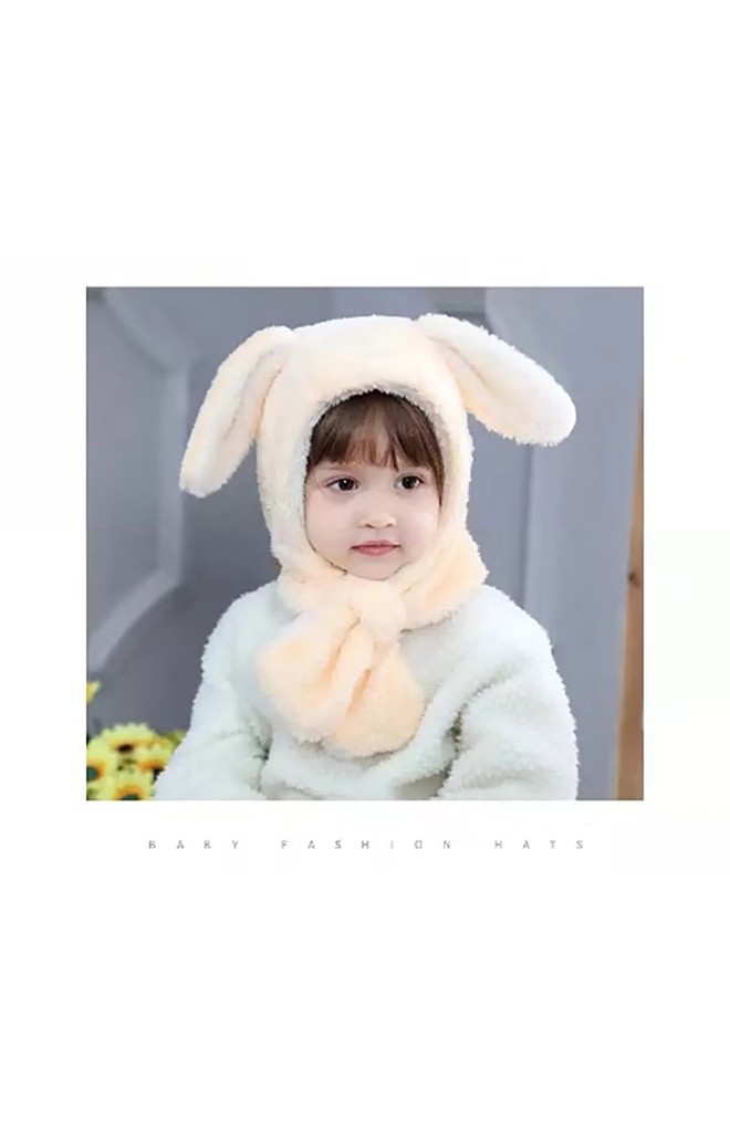 หมวกกระต่ายหูยาวพร้อมผ้าพันคอในตัว