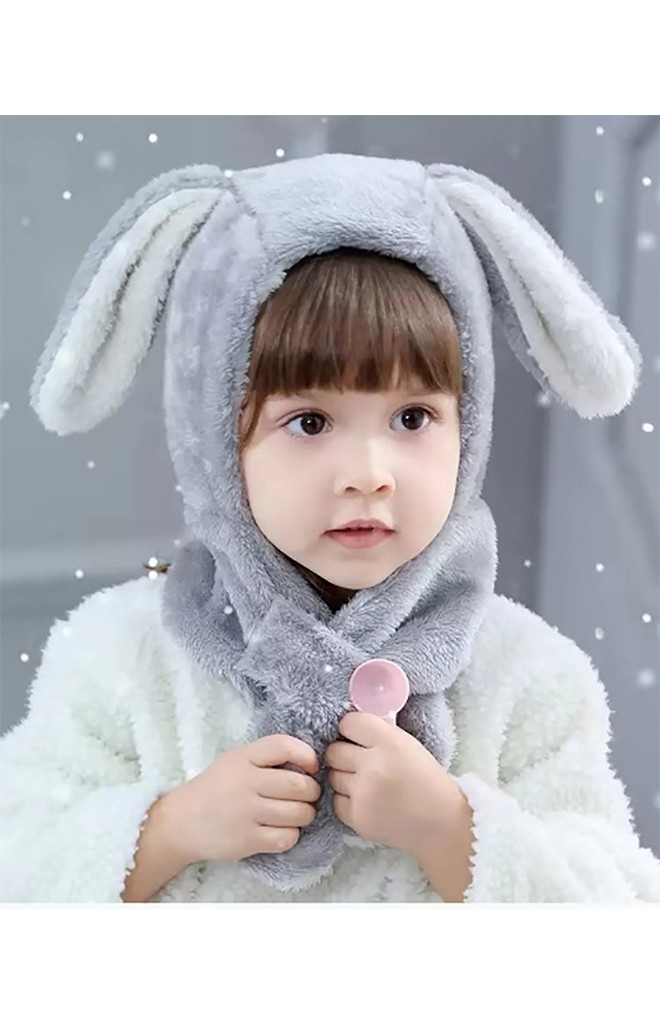 หมวกกระต่ายหูยาวพร้อมผ้าพันคอในตัว