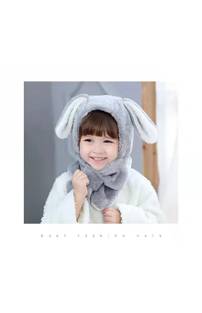 หมวกกระต่ายหูยาวพร้อมผ้าพันคอในตัว