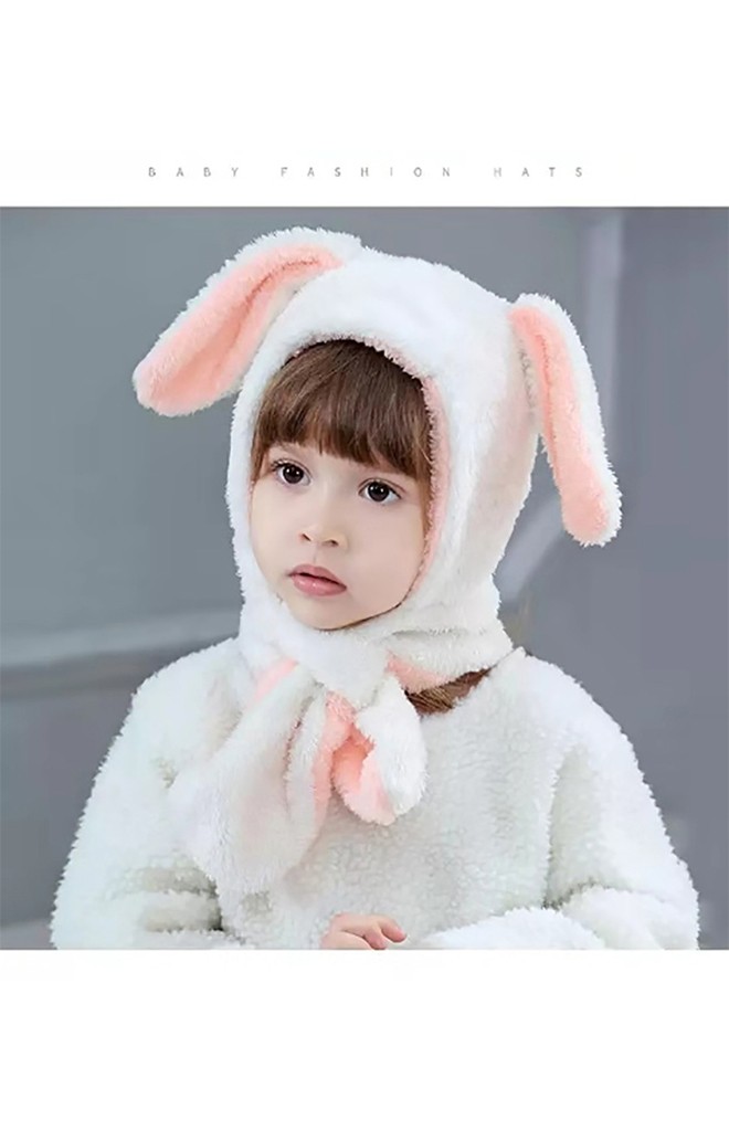 หมวกกระต่ายหูยาวพร้อมผ้าพันคอในตัว