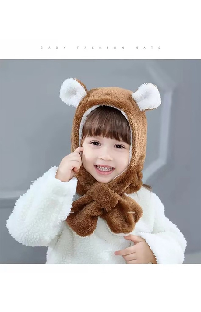 หมวกหมีน้อยมาพร้อมผ้าพันคอในตัว