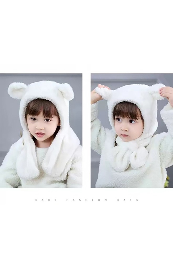 หมวกหมีน้อยมาพร้อมผ้าพันคอในตัว
