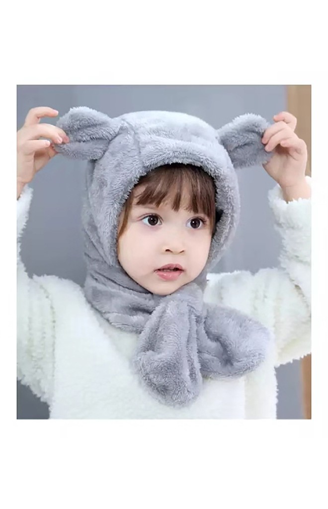 หมวกหมีน้อยมาพร้อมผ้าพันคอในตัว