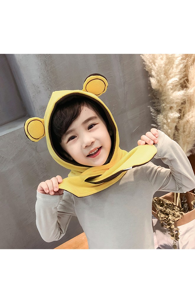 หมวกไหมพรมหมีน้อยพร้อมผ้าพันคอในตัว