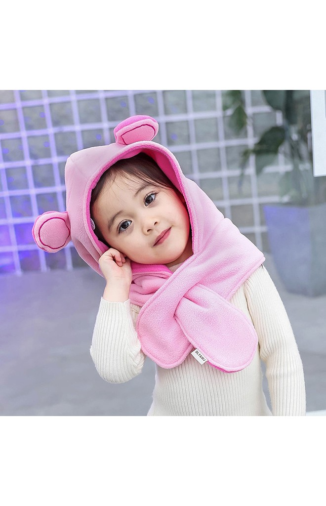 หมวกไหมพรมหมีน้อยพร้อมผ้าพันคอในตัว