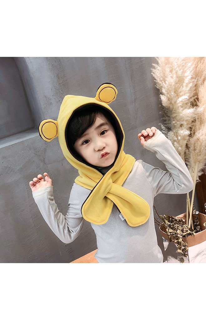 หมวกไหมพรมหมีน้อยพร้อมผ้าพันคอในตัว