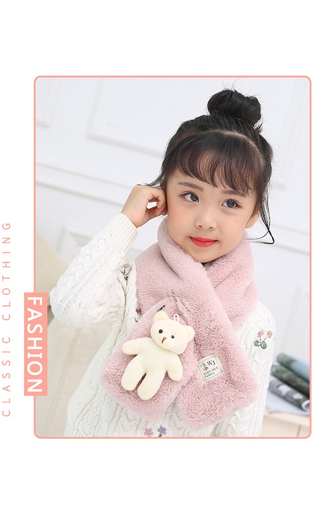 ผ้าพันคอผ้าขนสัตว์แต่งตุ๊กตาหมี