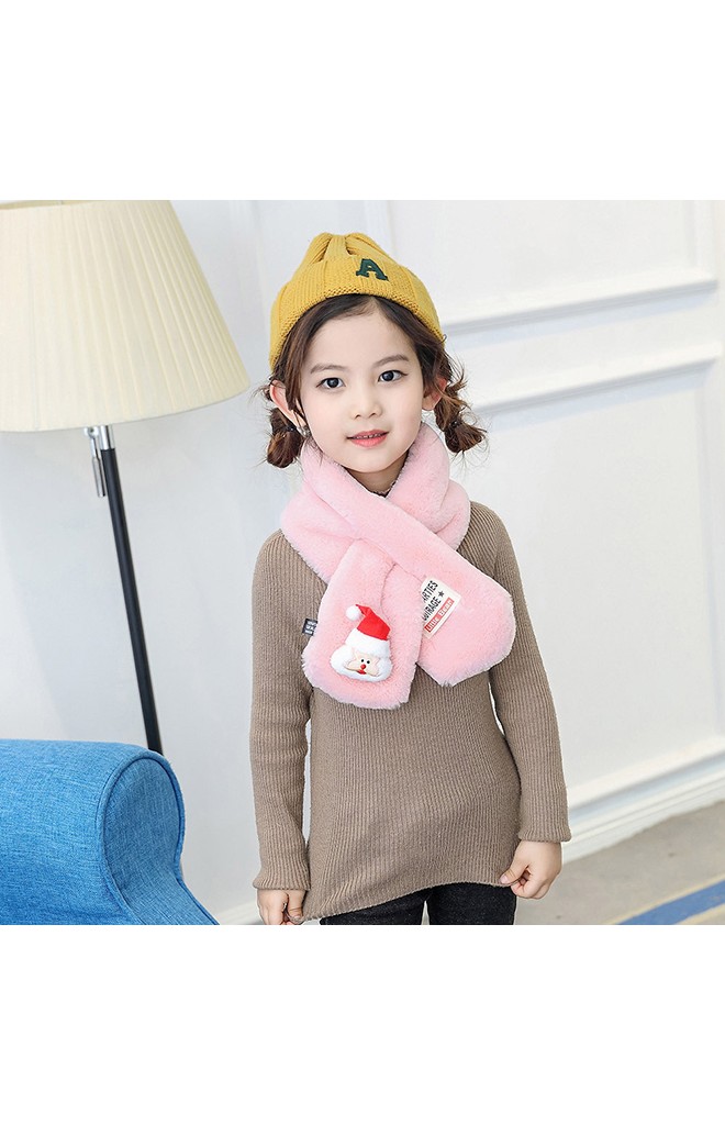 ผ้าพันคอผ้าขนสัตว์แต่งซานตาคลอสและกวาง