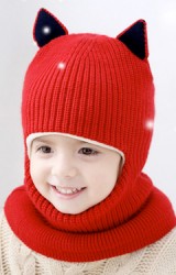 หมวกโม่งเด็กแต่งหูแหลมแบบคลุมหัวเปิดหน้าพร้อมเป็นผ้าพันคอ