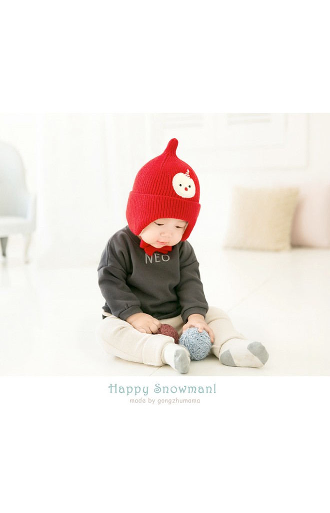 หมวกไหมพรมยอดแหลมแต่ง Snowman จาก GZMM