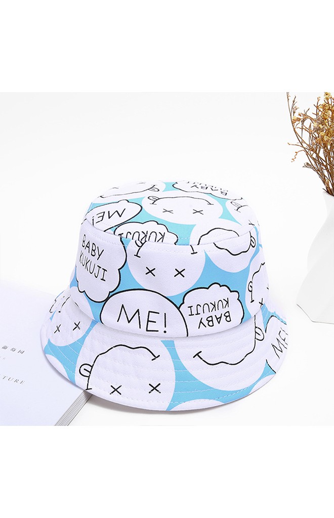 หมวก Bucket ลายหน้ายิ้มสกรีนอักษร จาก KUKUJI