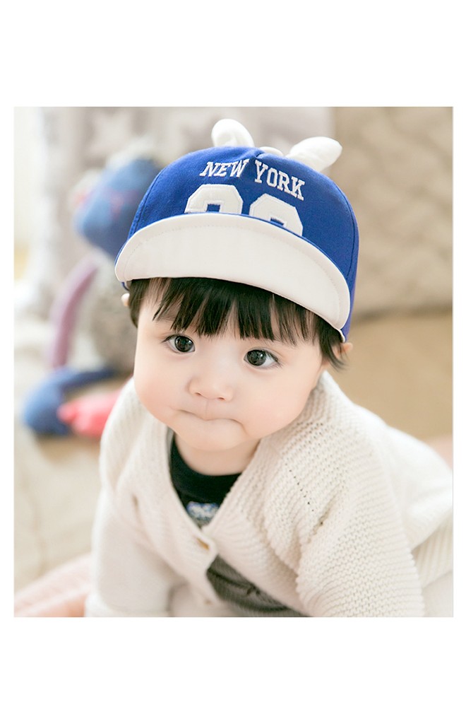หมวกแก๊ปแต่งหูกระต่าย ปัก NEW YORK 36 ไซส์ 1-3 ปี
