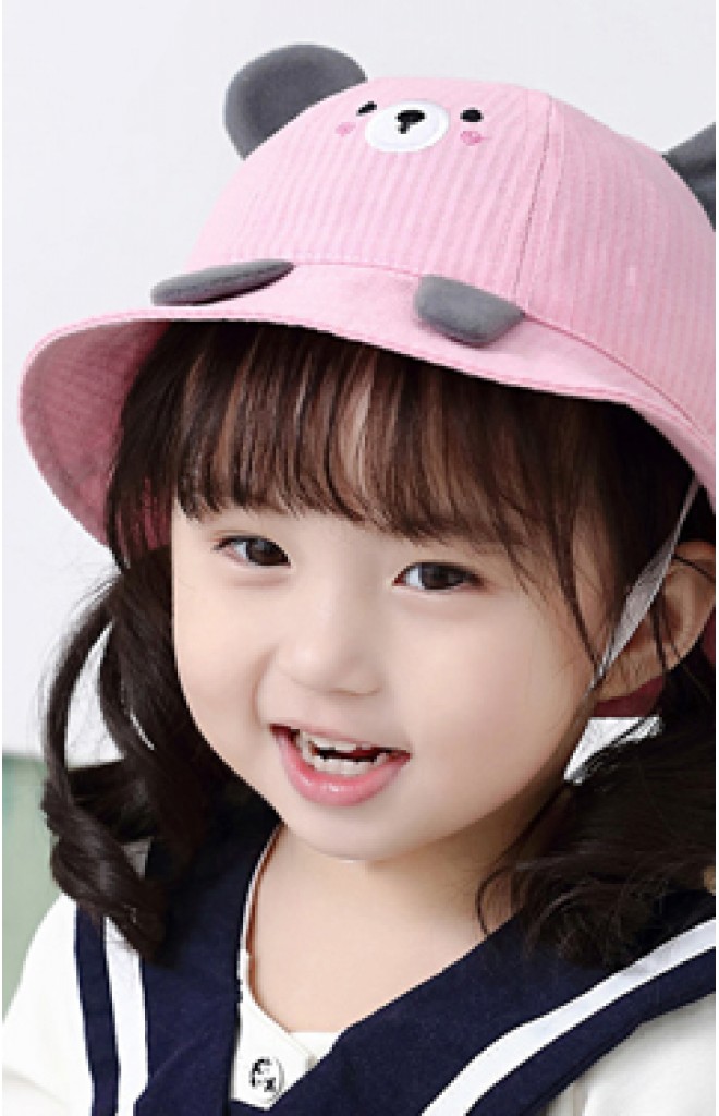 หมวก Bucket หมีน้อยผ้าลายทาง KUKUJI หมวก Bucket หมีน้อยผ้าลายทาง KUKUJI