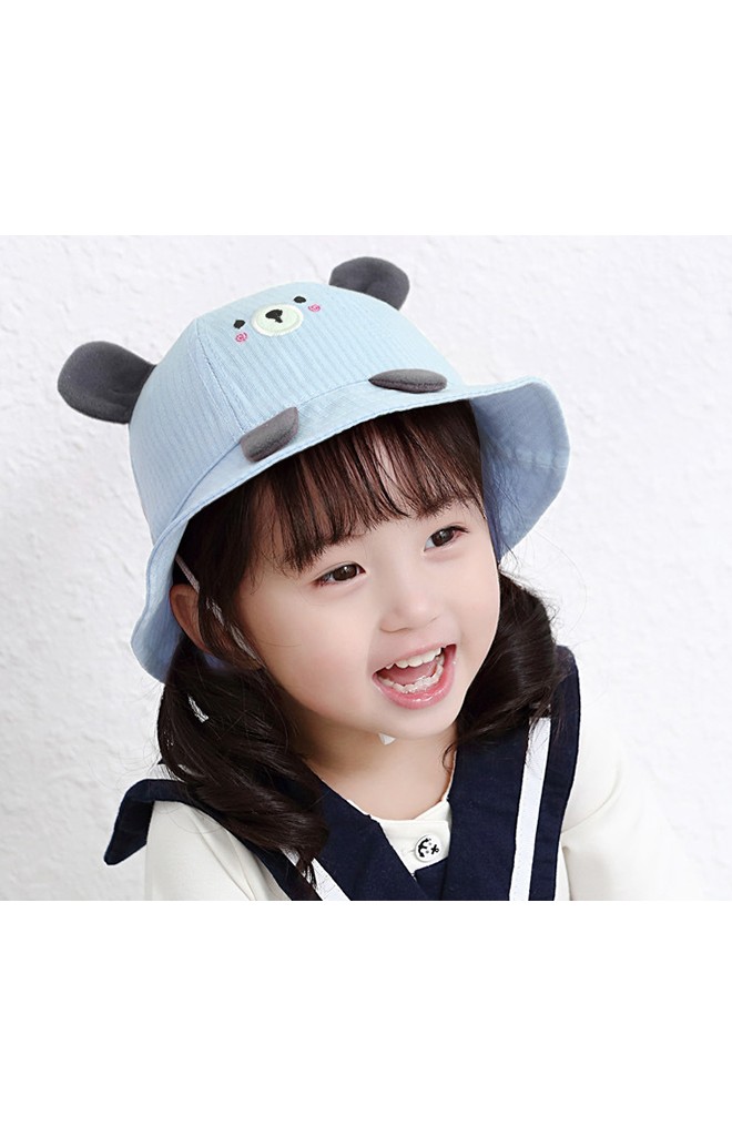 หมวก Bucket หมีน้อยผ้าลายทาง KUKUJI