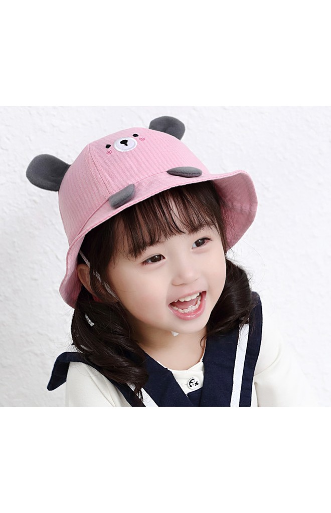 หมวก Bucket หมีน้อยผ้าลายทาง KUKUJI