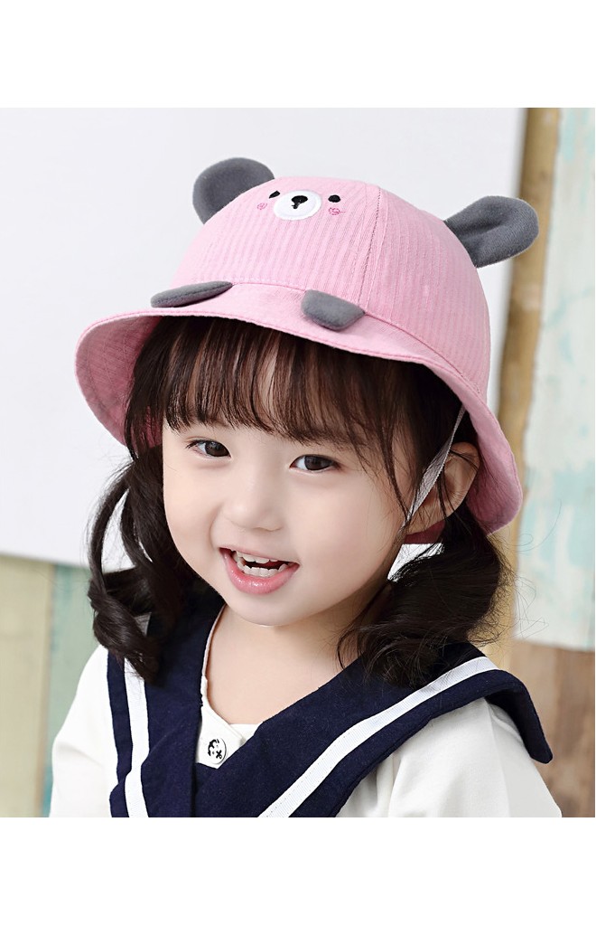 หมวก Bucket หมีน้อยผ้าลายทาง KUKUJI