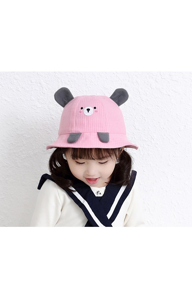 หมวก Bucket หมีน้อยผ้าลายทาง KUKUJI