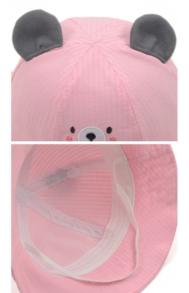 หมวก Bucket หมีน้อยผ้าลายทาง KUKUJI