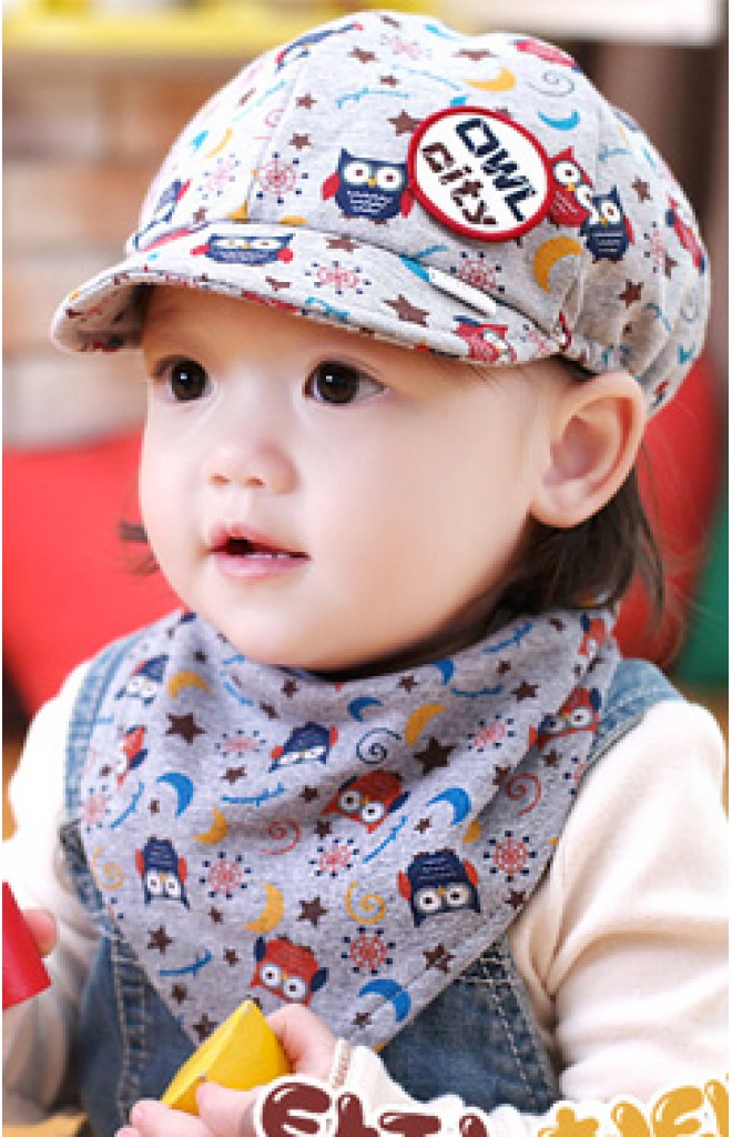 หมวกเด็กลายนกฮูก มาเป็นเซ็ตพร้อมผ้ากันเปื้อน หมวกเด็กลายนกฮูก มาเป็นเซ็ตพร้อมผ้ากันเปื้อน