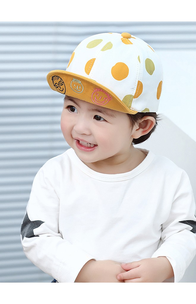 หมวกแก๊ปลายจุด ใต้ปีกหมวกปักการ์ตูนยิ้ม พ่อ แม่ ลูก KUKUJI