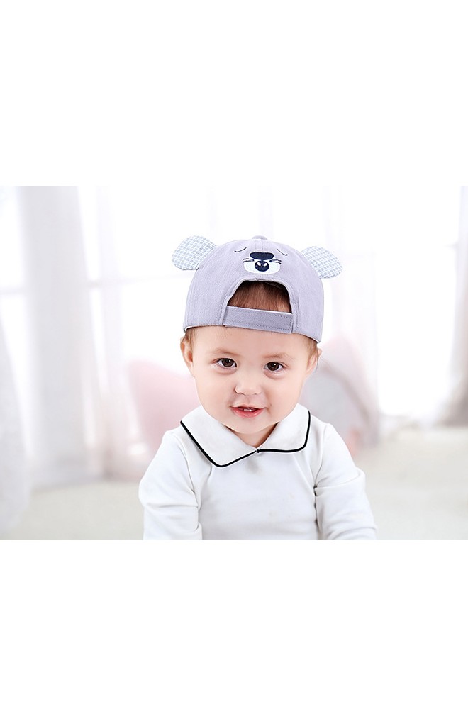 หมวกแก๊ปหมี อักษร FUN TIME หน้า-หลังปักหน้าหมี