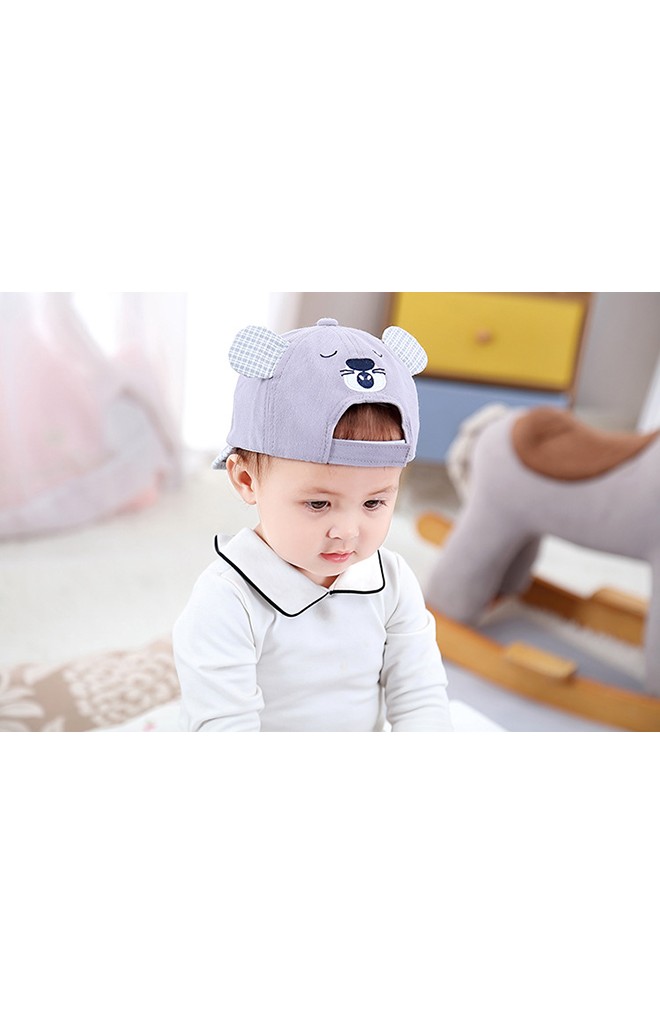หมวกแก๊ปหมี อักษร FUN TIME หน้า-หลังปักหน้าหมี
