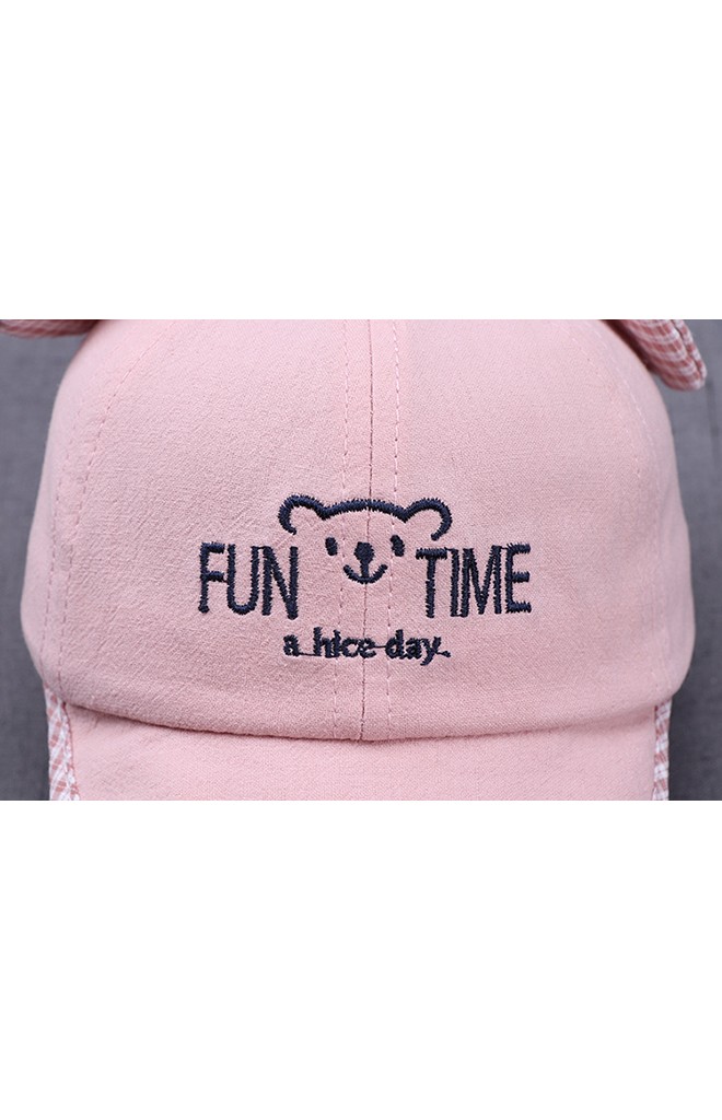 หมวกแก๊ปหมี อักษร FUN TIME หน้า-หลังปักหน้าหมี