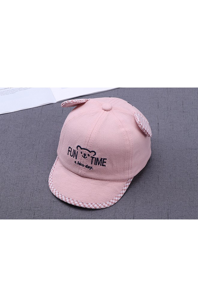 หมวกแก๊ปหมี อักษร FUN TIME หน้า-หลังปักหน้าหมี