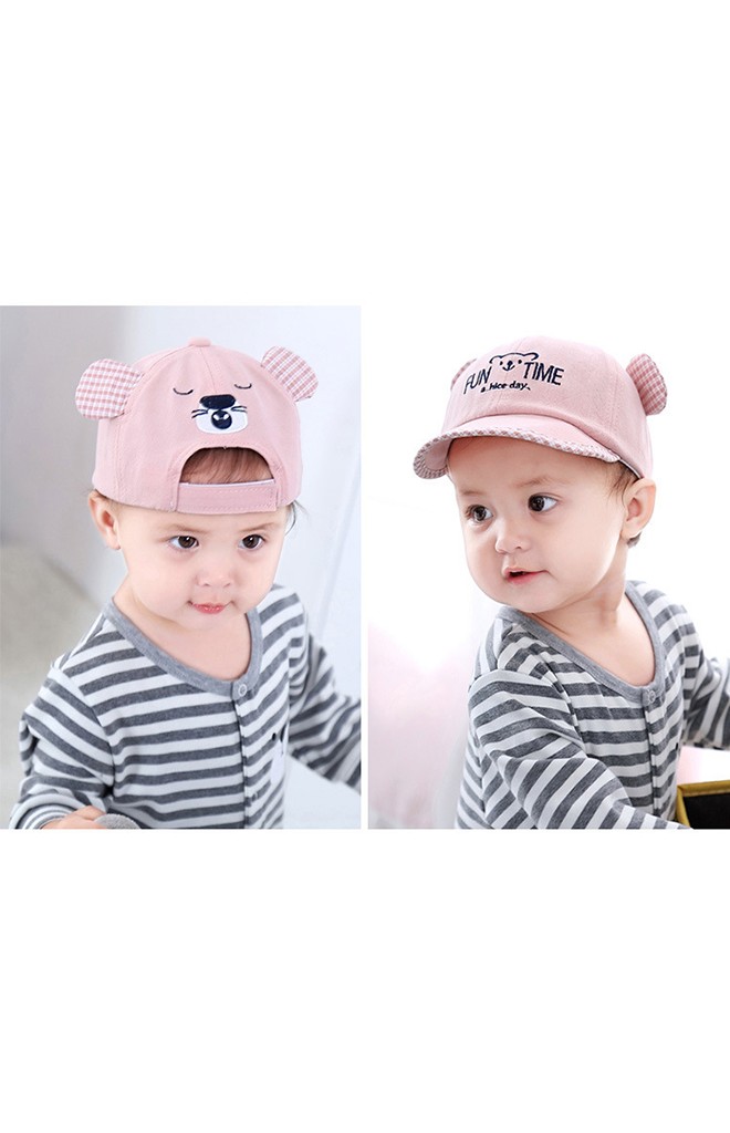 หมวกแก๊ปหมี อักษร FUN TIME หน้า-หลังปักหน้าหมี