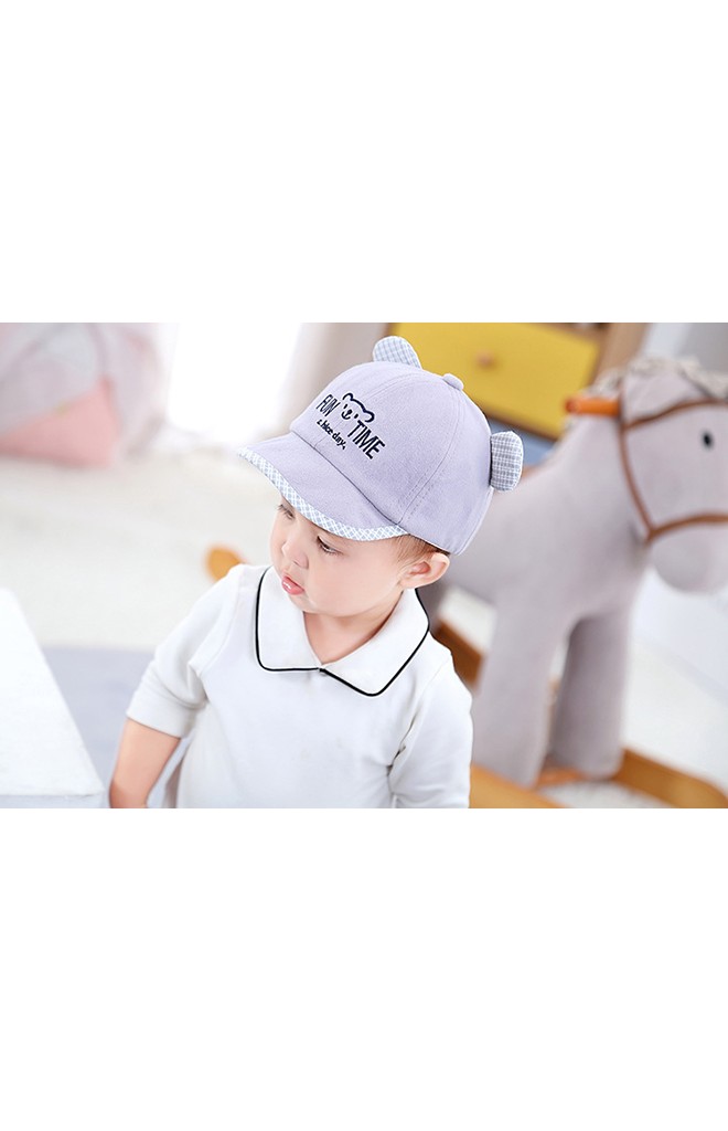 หมวกแก๊ปหมี อักษร FUN TIME หน้า-หลังปักหน้าหมี