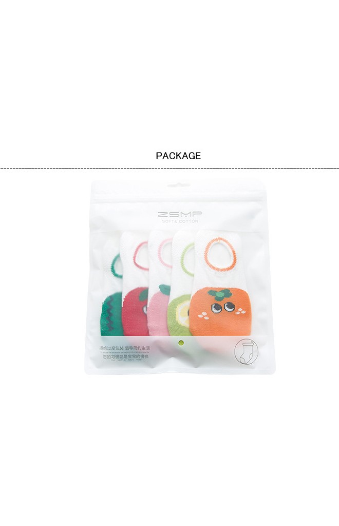 ถุงเท้าเด็กแบบข้อส้นปากตื้นลายผลไม้(C068)