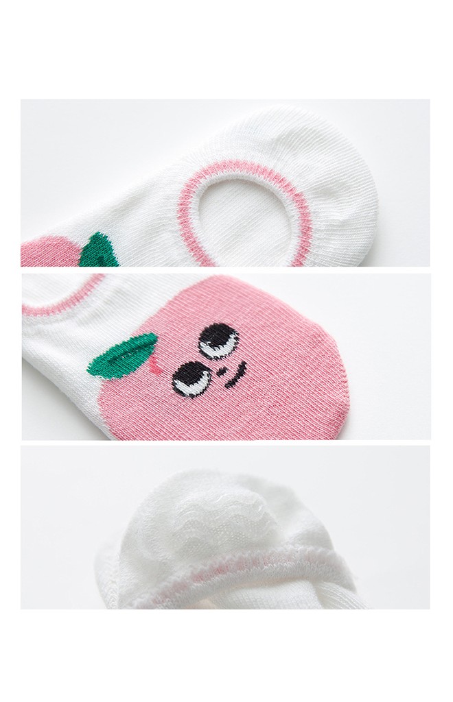 ถุงเท้าเด็กแบบข้อส้นปากตื้นลายผลไม้(C068)