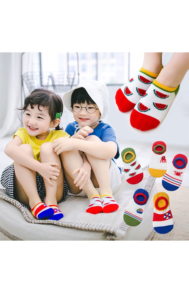 ถุงเท้าเด็กแบบข้อส้นปากตื้นลายท่องเที่ยวทะเล(C069)