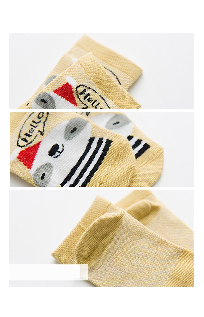 ถุงเท้าเด็กข้อสั้นสีลายสัตว์น้อยน่ารัก ไม่มีกันลื่น (C076)
