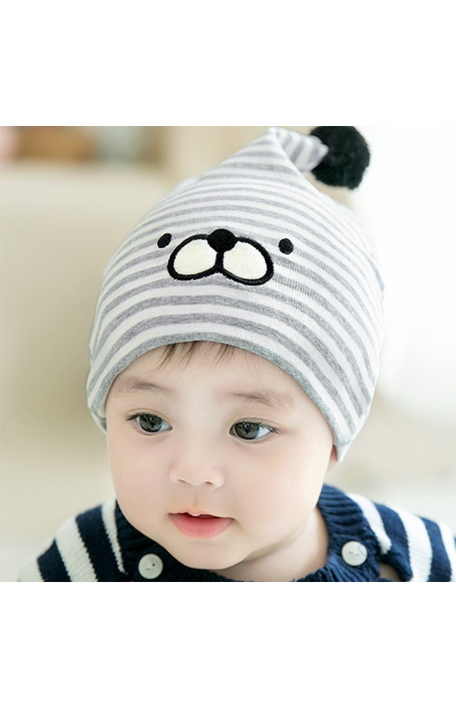 หมวกบีนนี่ลายขวางยอดแหลมปักหน้าสิงโตทะเล GZMM