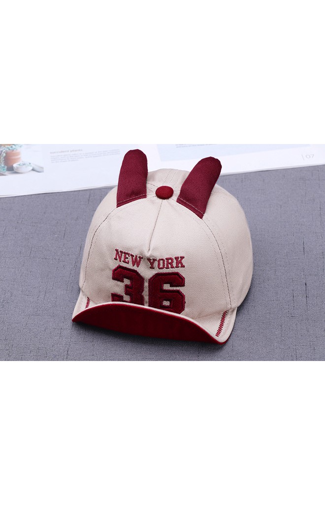 หมวกแก๊ปแต่งหูกระต่าย ปัก NEW YORK 36 ไซส์ 5-12 เดือน