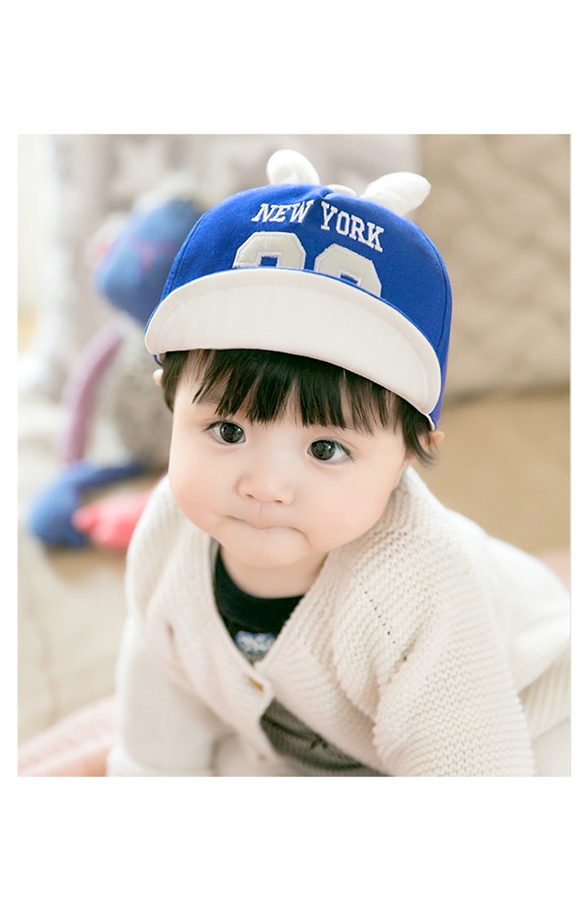 หมวกแก๊ปแต่งหูกระต่าย ปัก NEW YORK 36 ไซส์ 5-12 เดือน