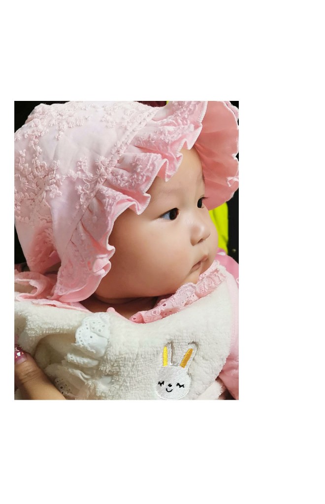 หมวกสาวน้อยผูกคางผ้าลูกไม้หวาน