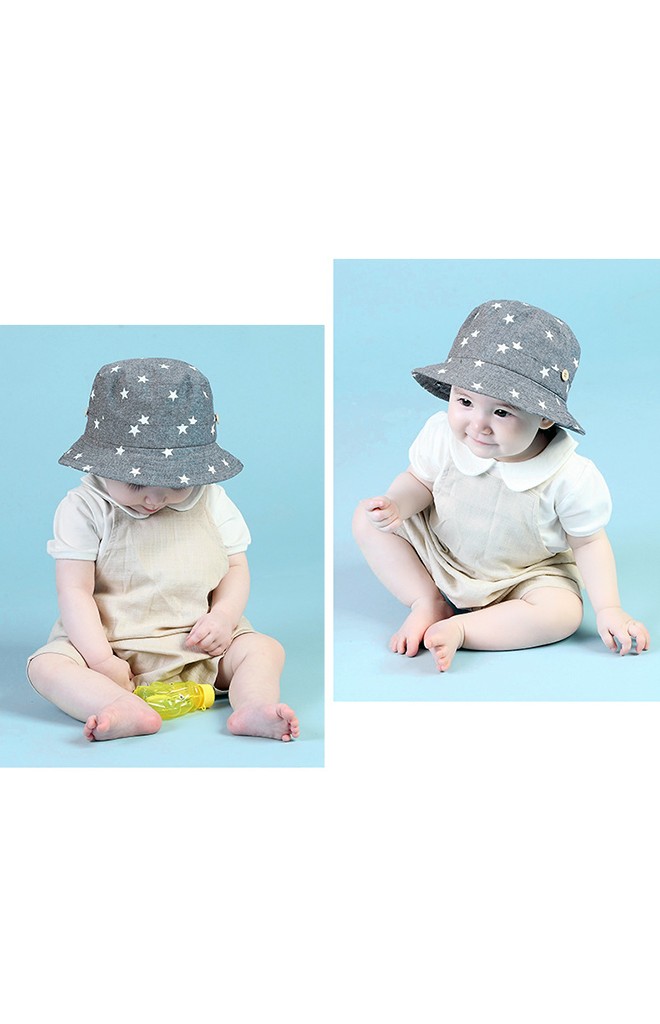 หมวกปีกรอบผ้าฝ้ายลายดาว MiLKY FRiENDS