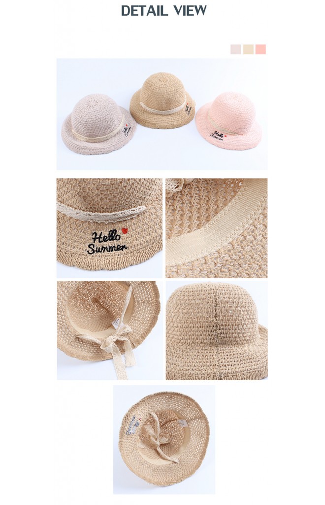หมวกปีกรอบ ปัก Hello Summer พร้อมสายคล้องผูกใต้คาง จาก GZMM