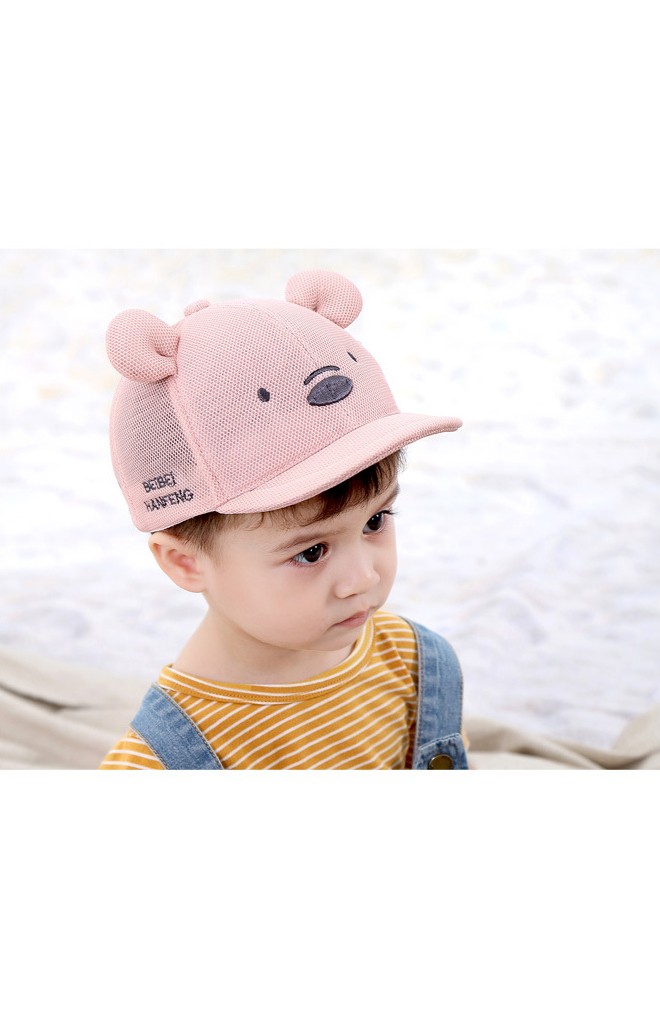 หมวกแก๊ปหมีน้อยผ้าตาข่าย หูนูน