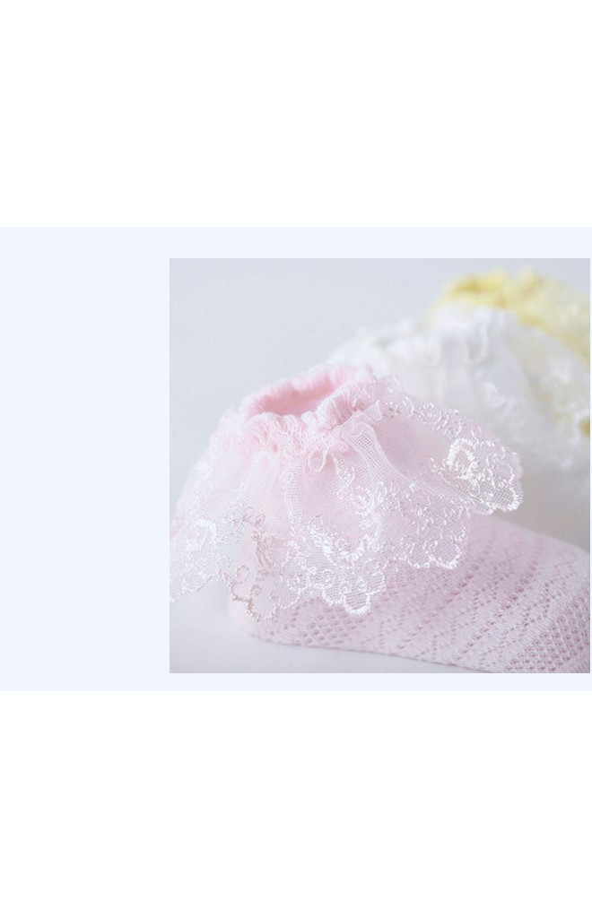 ถุงเท้าเด็กหญิงขอบระบายลูกไม้สวยหวาน
