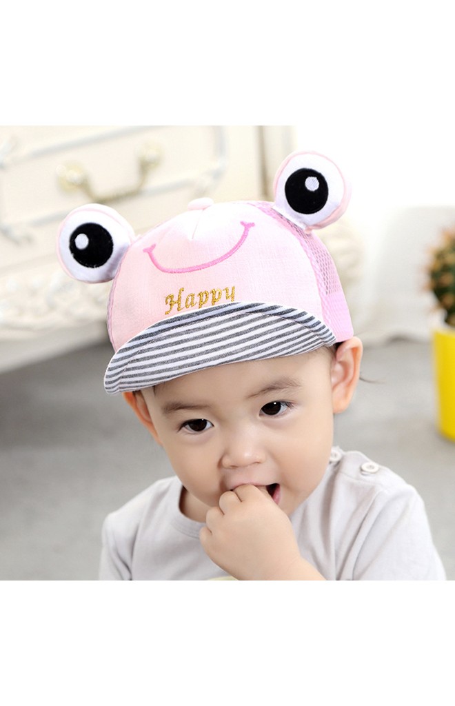 หมวกแก๊ปกบตาโต Happy every day ด้านหลังผ้าตาข่าย