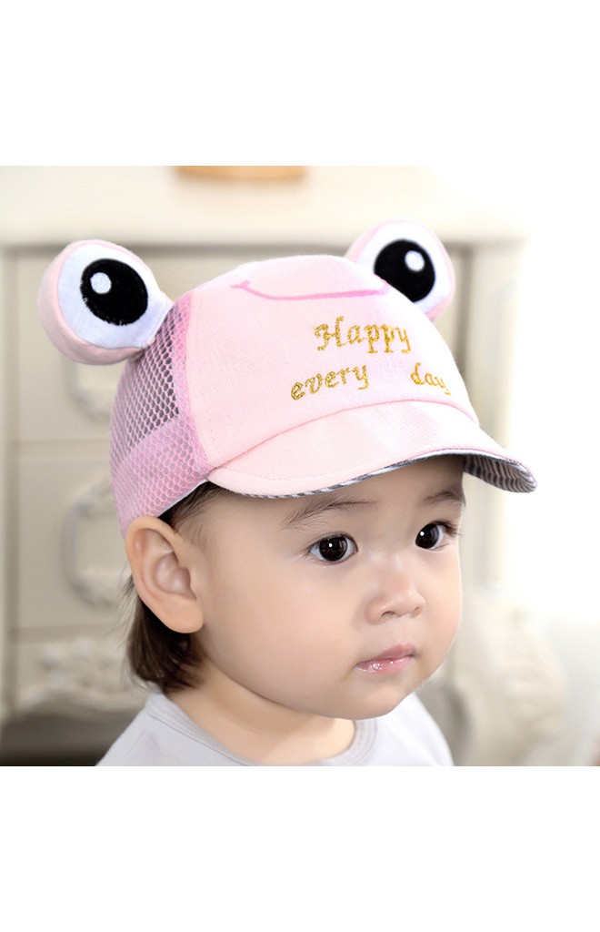หมวกแก๊ปกบตาโต Happy every day ด้านหลังผ้าตาข่าย
