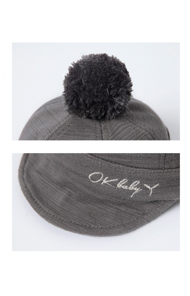 หมวกแก๊ปปัก OK baby ด้านบนแต่งปอมปอม MILKY FRIENDS