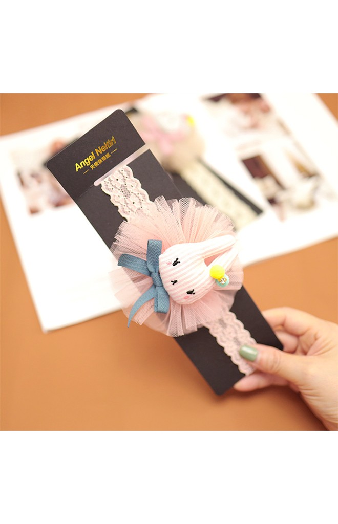 ผ้าคาดผมแต่งตุ๊กตากระต่ายผูกโบว์รองผ้าโปร่ง Angel Neitiri