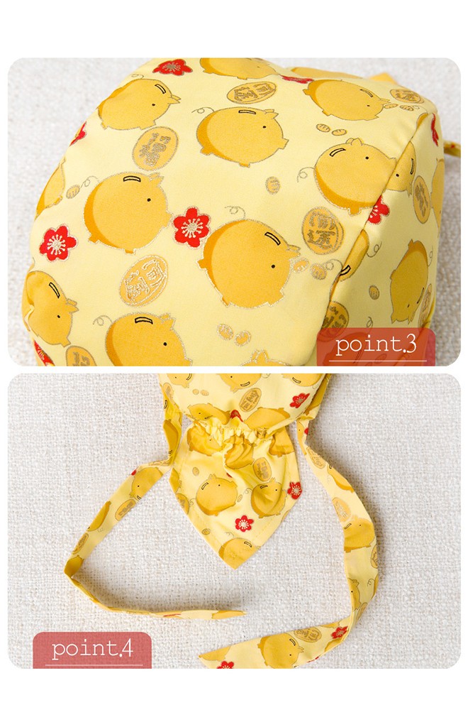 เซ็ตหมวกโจรสลัดและผ้ากันเปื้อนลายหมูน้อยสีเหลือง GZMM