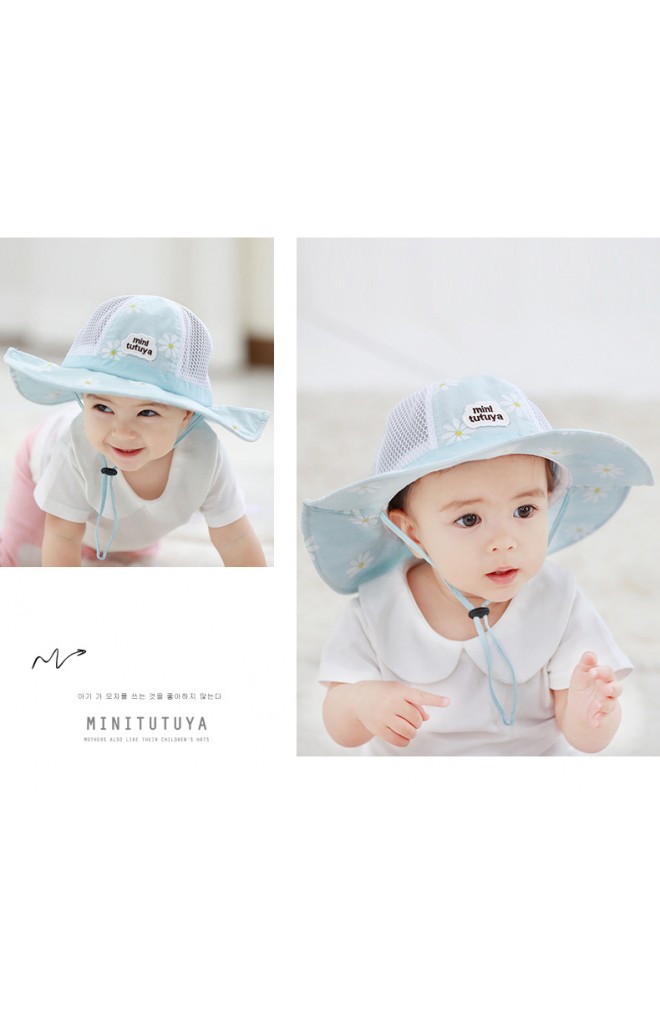 หมวกปีกกว้างสาวน้อยลายดอกไม้ขาว จาก TUTUYA